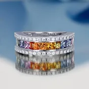 14k Multi Color Sapphire Band