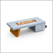 60" Propane Fire Pit Table, 60,000 BTU Outdoor Gas Fire Table with Wooden-Style Legs & Lava Rocks