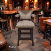 Sierra Leather Armed Barstool W/ Textured Leather Yoke