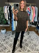 After Dark Oversized Animal-Print Sparkle Top
