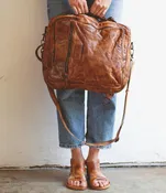 Bed Stu Socrates Tan DD Leather Backpack or Over the Shoulder Bag A694255-TADD-X