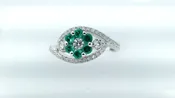 Daisy Emerald and Diamond Twist Ring