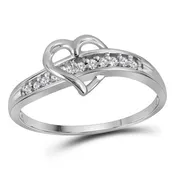10k White Gold Diamond Heart Ring 1/20 CTTW