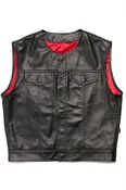 415 Leather Club Style Snap Vest (No Collar)