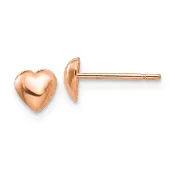 14K Rose Gold High Polished Heart Stud Earrings – Pushback