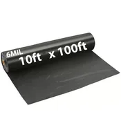 10ftX100ft Black Plastic Sheeting 6 Mil Low Density LDPE 1 Roll
