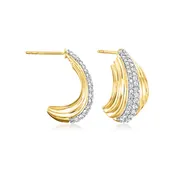 1.00 ct. t.w. Diamond J-Hoop Earrings in 18kt Gold Over Sterling. 3/4"