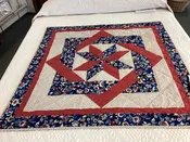 Blue Red and Cream Star Throw