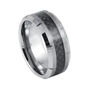 10mm Tungsten Band with Black Carbon Fiber Inlay