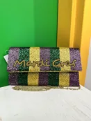 10''x 6'' Mardi Gras Striped Purse
