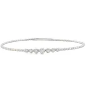 14 Karat White Gold 0.22 Carat Diamond Flexible Beaded Bangle Bracelet – 6.75"