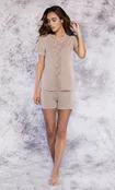 100% Lace Trim Taupe Women's Pajama Set  - Final Sale