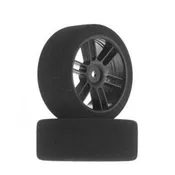 1/10 26mm Nitro Touring Foam Tires, Mounted, 35 Front, Black Wheels (2)