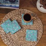 Aqua Flora Enamel Coasters, Set of 4