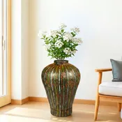 24 inch Tall Vintage Hand Painted Rustic Metal Canister