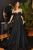 Applique Off Shoulder Tulle Gown CD0198