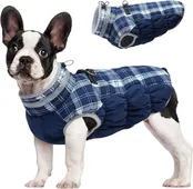 Blue Plaid Fleece Dog Winter Jacket LA75