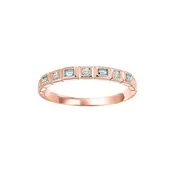 10Kt Rose Gold Diamond 1/12Ctw & Blue Topaz 1/7Ctw Ring