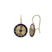 10KY Blue Enamel Earrings