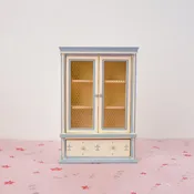 1:12 Scale Miniature Country Bookcase - Dollhouse Wooden Glass Door Display Cabinet
