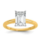 Certified Lab Grown Diamond VS+ F+ Emerald Solitaire Complete Engagement Ring