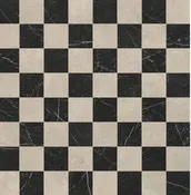 12x12 Checkerboard Pattern Ivory Honed Marble and Nero Marquina Honed Marble