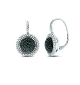 14K Black & White Diamond Large Round Earrings