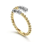 14K Two-tone Gold Bujukan Ball & .13cttw Diamond Open Bypass Fashion Ring