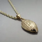 14kt Gold Almond Necklace in Actual size almond on rope chain for men