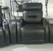 Black 100% Leather 5pc Theater Seating Set