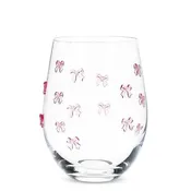 Abbott - Stemless Wine Glass with Pink Bows-4.5"H(18oz)