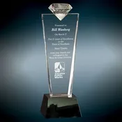 11″ Crystal Diamond Top Award on Black Pedestal Base