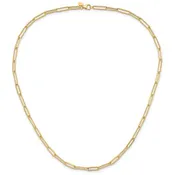 14K Gold Paperclip Link Necklace with Alternating Rope Textured Links