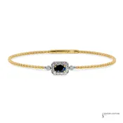 14KT Two-Tone Sapphire Diamond Beaded Bangle