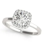 14K White Gold Round Diamond Halo Engagement Ring