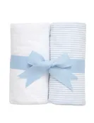 3 Marthas Set of Two Burp Cloths Blue and White Seersucker Stripe