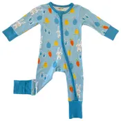 2-Way Convertible Zip Romper, Blue Easter Bunny