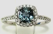 Blue Green Sapphire Ring 14K white gold Natural Made In The USA