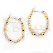 Swarovski Birthstone and gold Bead Earrings - Medium Sized Hoop