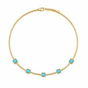 18K Gold & Turquoise Herringbone Chain Necklace