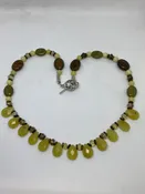 #19 Green Agate, Smokey Citrine and Bronzite Necklace