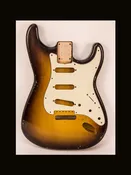 S-Style Body / Ultra Light Alder / 3 lbs. 12 oz. / Nitrocellulose 'Chocolate Burst' / Light Relic (#GIN-4149)