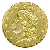 1831 $5 Capped Head Large 5D NGC AU58