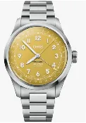 01 754 7798 4069-07 8 20 06  Oris Big Crown Pointer Date 40mm Yellow Dial Stainless Steel Case And Bracelet.