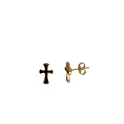 Gold-Filled Black Enamel Cross Post Earring