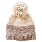 Beige & Taupe Color Block Pom Hat