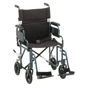 19 inch Transport Chair with Detachable Arms in Blue