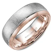 14KT white and rose gold band with diamond brush and sandpap...
