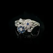 14K White Gold Diamond and Sapphire Flower Ring — Trésor