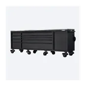 108 in. W x 24 in. D 9-Drawer Heavy-Duty Mobile Workbench with Stainless Steel Top in Matte Black